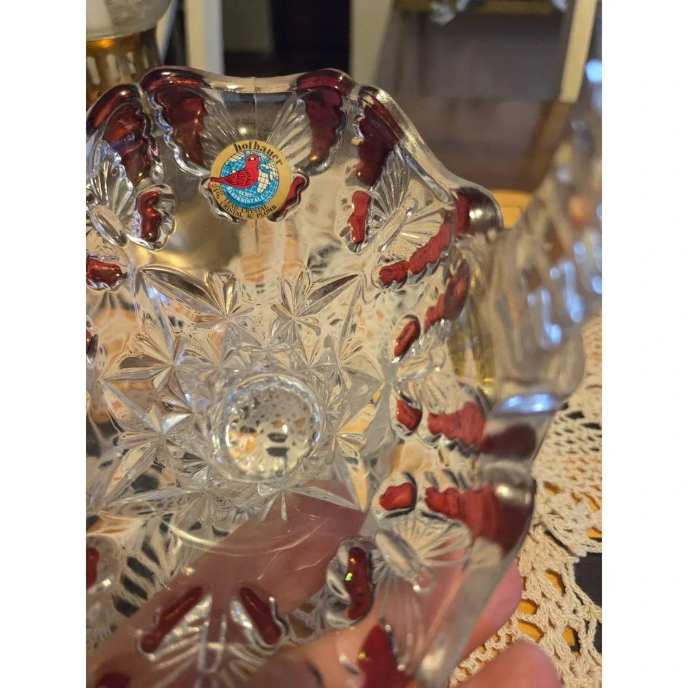 Hofbauer Butterflies Crystal Basket W/Flash Red Bleikristall